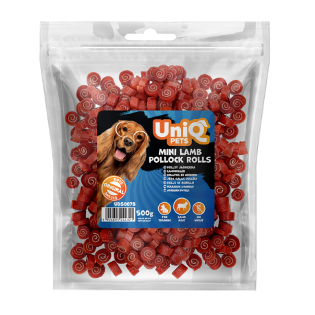 Friandises Uniq pets mini rouleaux à l'agneau et au cabillaud