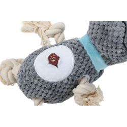 Jouet pour chien rhinocéros avec cordes et couineur 30x10x13cm