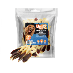 Friandises aux oreilles de lapin et canard uniq 500g