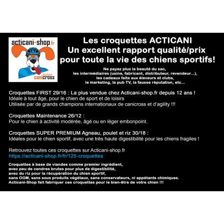 Les croquettes proposées par acticani-shop.fr
